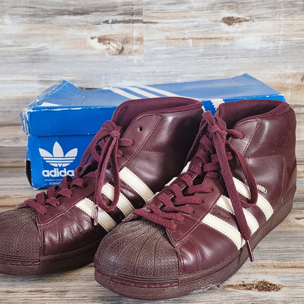 Adidas Originals Pro Model Maroon White Leather Shell Toe Mens Shoes B39370 9